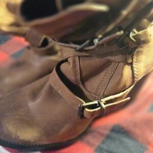 Nordstrom Brown Ankle Booties with Buckle Detail